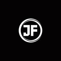 Obraz premium JF logo initial letter monogram with circle slice rounded design template