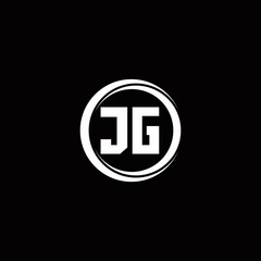 JG logo initial letter monogram with circle slice rounded design template