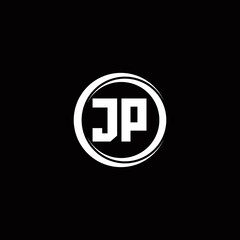 JP logo initial letter monogram with circle slice rounded design template