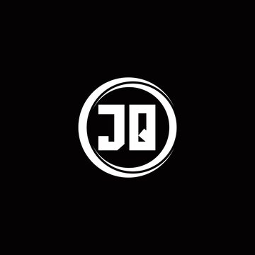 JQ logo initial letter monogram with circle slice rounded design template