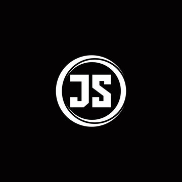 JS logo initial letter monogram with circle slice rounded design template