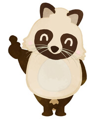 Illustration of a cute raccoon dog that likes