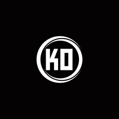 KO logo initial letter monogram with circle slice rounded design template - obrazy, fototapety, plakaty