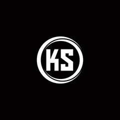 KS logo initial letter monogram with circle slice rounded design template