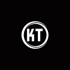 KT logo initial letter monogram with circle slice rounded design template