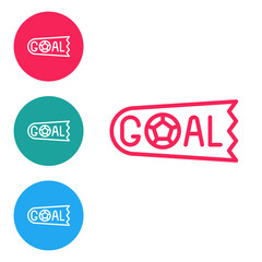 Red line Goal soccer football icon isolated on white background. Set icons in circle buttons. Vector