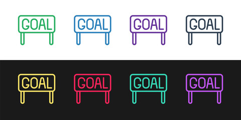 Set line Goal soccer football icon isolated on black and white background. Vector