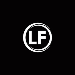 LF logo initial letter monogram with circle slice rounded design template