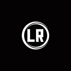 LR logo initial letter monogram with circle slice rounded design template