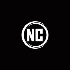 NC logo initial letter monogram with circle slice rounded design template