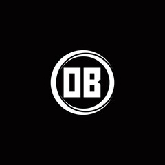 OB logo initial letter monogram with circle slice rounded design template