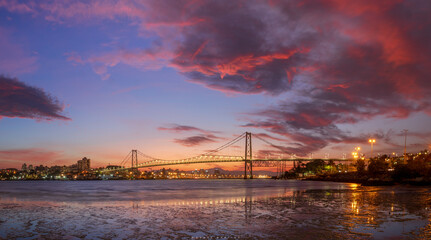 sunset over the bridge