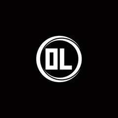 OL logo initial letter monogram with circle slice rounded design template