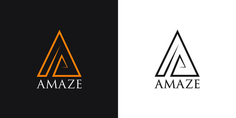 abstract triangle linear logo, design template, vector logo template, letter A Logotype concept, logo.- illustration