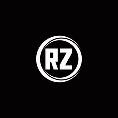 RZ logo initial letter monogram with circle slice rounded design template