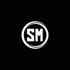 SM logo initial letter monogram with circle slice rounded design template