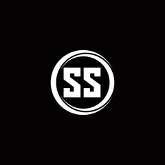SS logo initial letter monogram with circle slice rounded design template