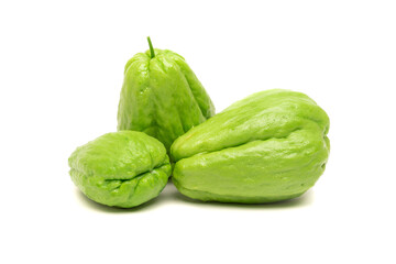 fresh chayote isolated on white background
