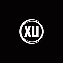 XU logo initial letter monogram with circle slice rounded design template