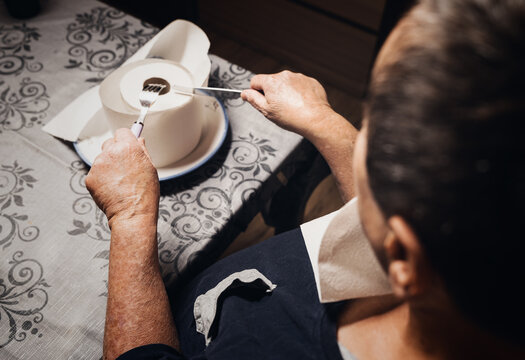 Woman Eats A Roll Of Toilet Paper On Her Plate With A Knife And Fork For Her Main Meal Pica Syndrome