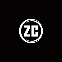 ZC logo initial letter monogram with circle slice rounded design template - obrazy, fototapety, plakaty
