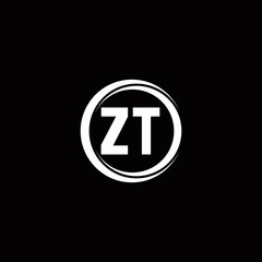 ZT logo initial letter monogram with circle slice rounded design template
