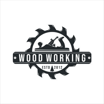 jack plane and sawmill logo vintage vector illustration template icon design. carpentry tool or equipment logo for professional carpenter worker concept symbol design