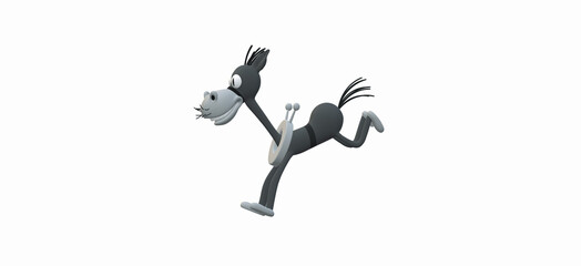 3d illustration of  cartoon donkey isolated on white background-animal