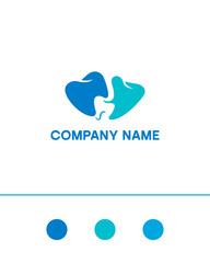 three teeth in blue, like a family together. logo for family dental clinic