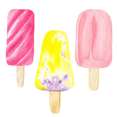 Popsicle set illustration. Great for printing, web, textile design, gift products.