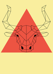 BULL HEAD LOW POLY BACKGROUND ANIMALS WILD NATURE
