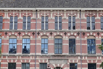 Obraz premium Amsterdam Oude Turfmarkt Brick Building Facade Detail