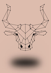 BULL HEAD LOW POLY BACKGROUND ANIMALS WILD NATURE