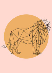 LION HEAD LOW POLY BACKGROUND ANIMALS WILD NATURE