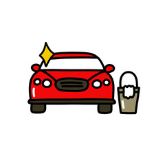 car wash doodle icon, vector color line illustration