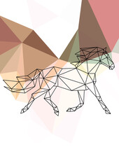 Horse low poly background animal