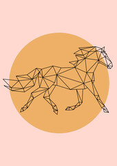Horse low poly background animal