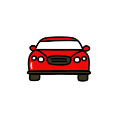 car doodle icon, vector color line illustration