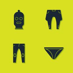 Set Balaclava, Men underpants, Pants and icon. Vector