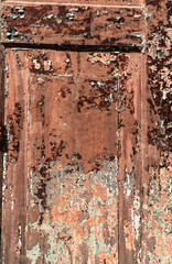 Czerwono brązowe tło, tekstura zniszczona brudna ściana, popękana struktura. - obrazy, fototapety, plakaty