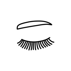eyebrow and eyelashes doodle icon, vector color line illustration