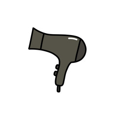 hair dryer doodle icon, vector color line illustration