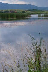Background with the lake in Rotbav, Brasov, Transylvania, Romania	