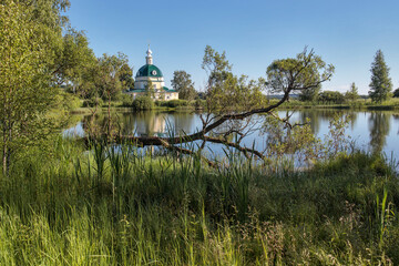 MOSCOW REGION, RUSSIA - June 10, 2021, Church of Michael the Archangel in the village of...