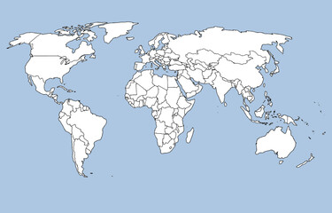 world map on white
