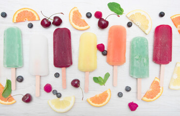 multicolored icicle with fresh fruit