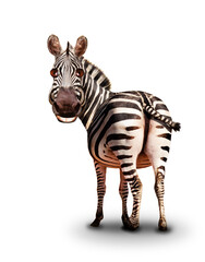 Funny smiling zebra looking back illustration like