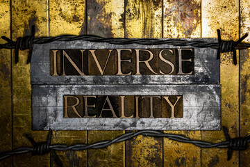 Inverse Reality text on vintage textured grunge copper and gold background