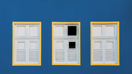 Yellow Blue Window Of Building