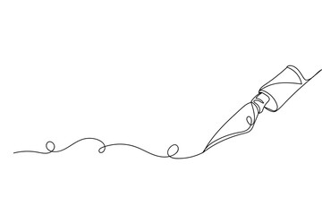 Continuous one line of fountain pen in silhouette on a white background. Linear stylized.Minimalist.